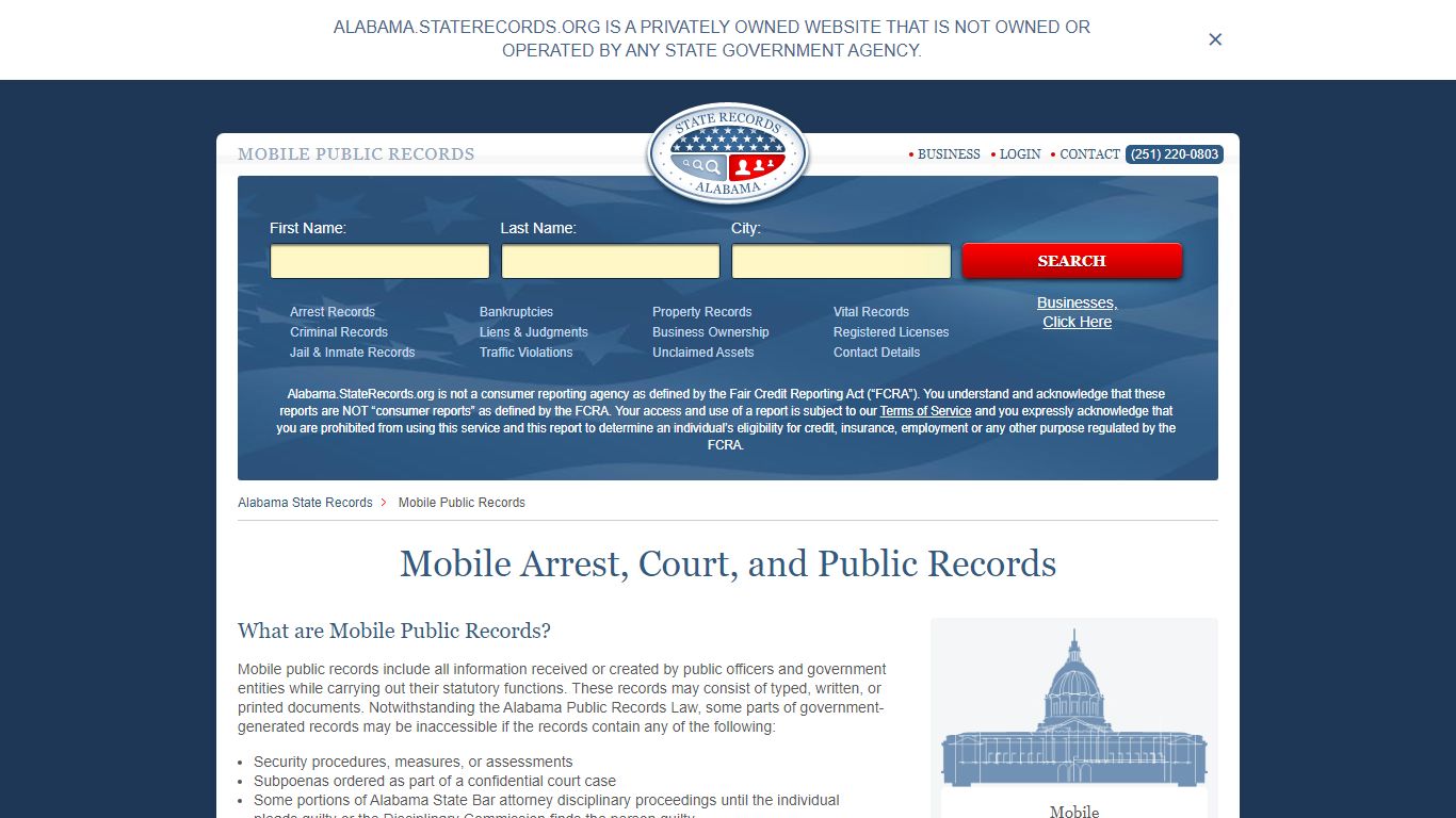 Mobile Arrest and Public Records | Alabama.StateRecords.org