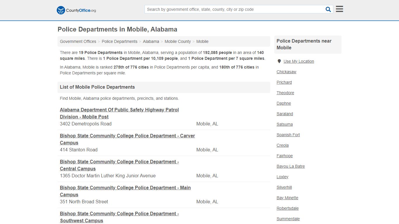 Police Departments - Mobile, AL (Arrest Records & Police Logs)