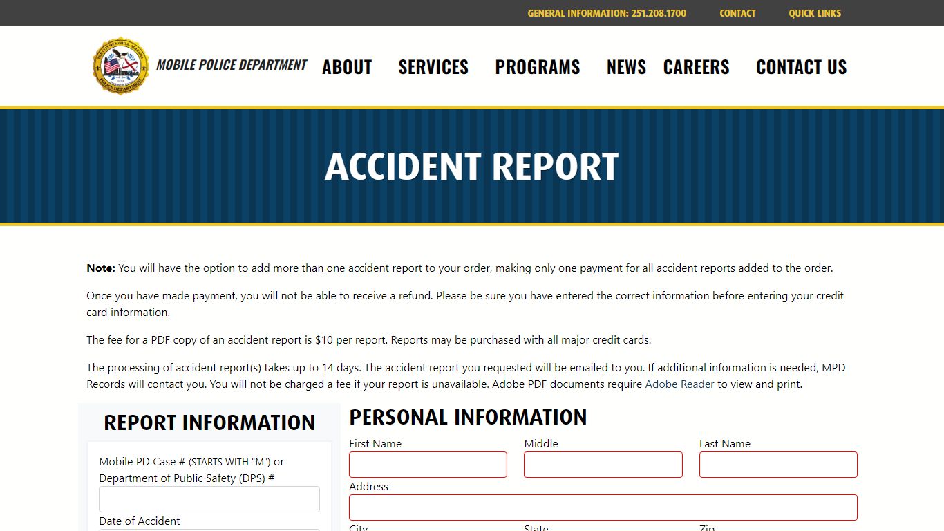 Accident Report - City of Mobile : Police Department